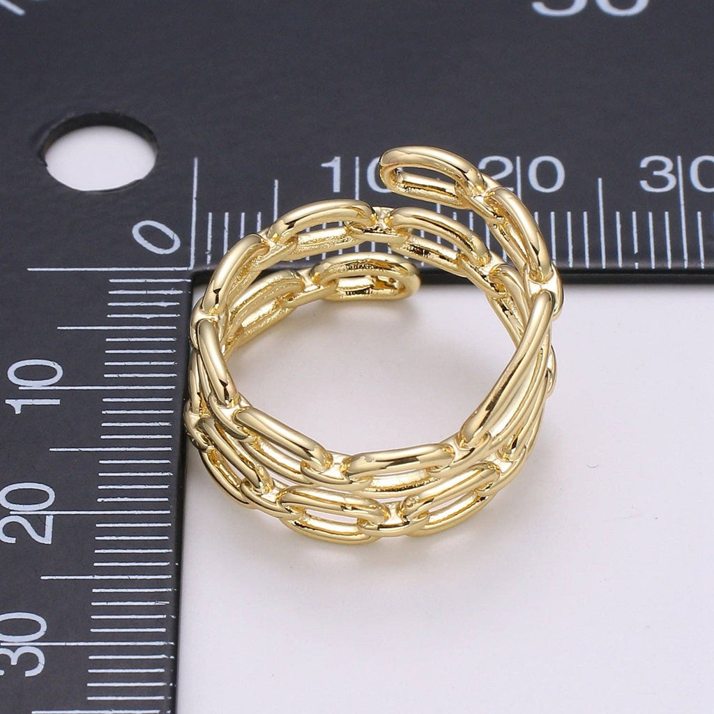 14k Gold Filled Chain Ring, Gold Stacking Ring, Thick Chain
