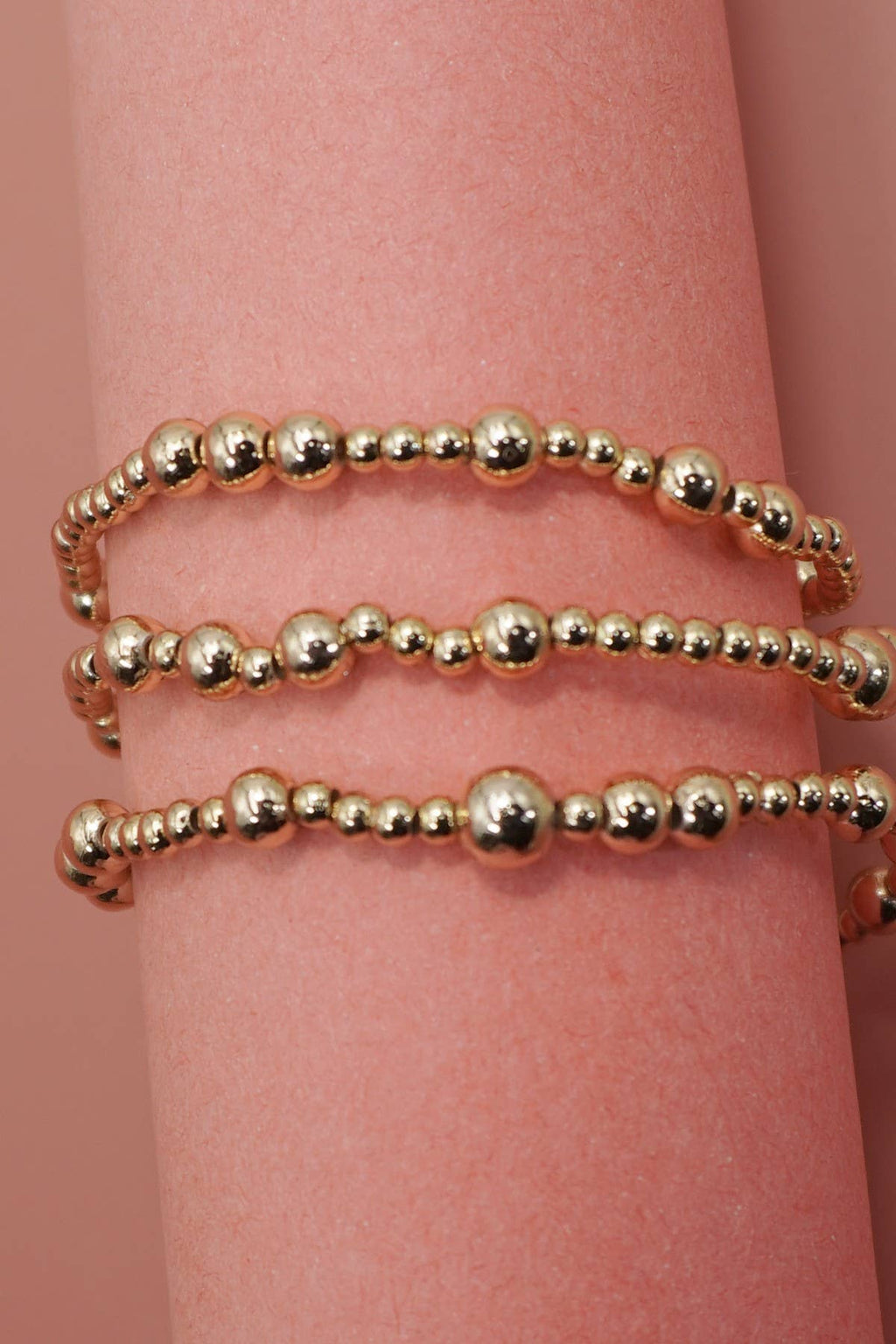 MULTI LAYER GOLD BALL CHAIN BEADED BRACELET