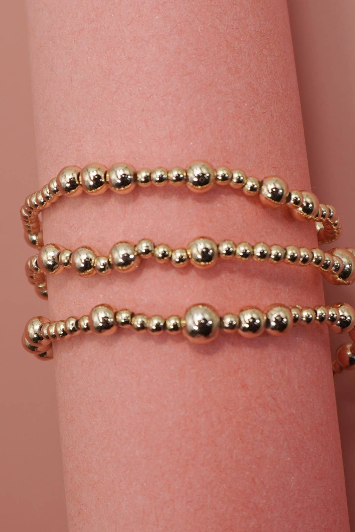 MULTI LAYER GOLD BALL CHAIN BEADED BRACELET