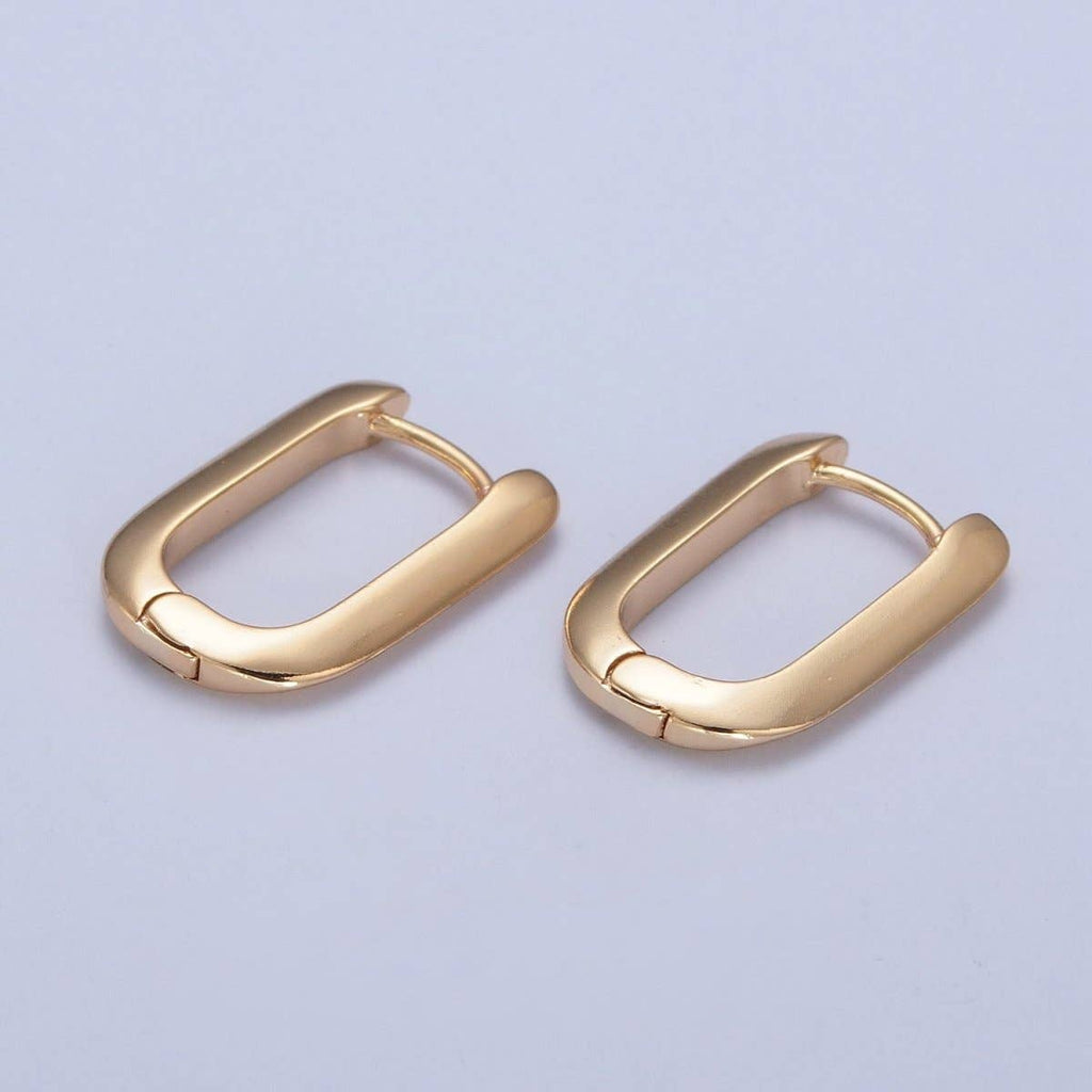 24K Gold Filled U Shaped Huggie Hoop Earrings P-426