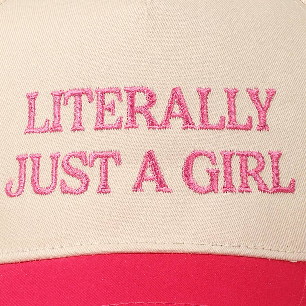 Literally Just A Girl Embroidery Two Tone Trucker Hat