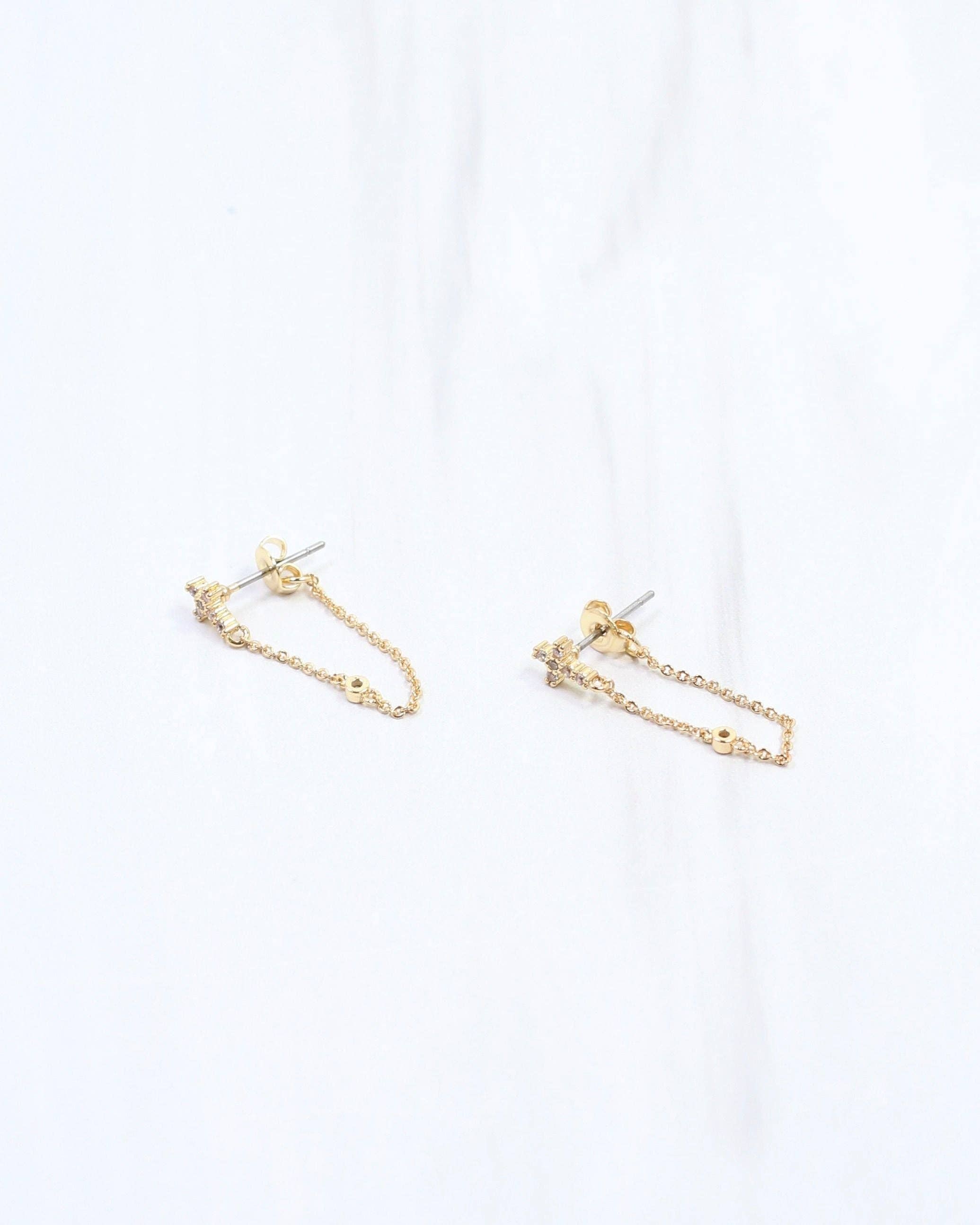 Ember Cross Chain Earring WR Gold