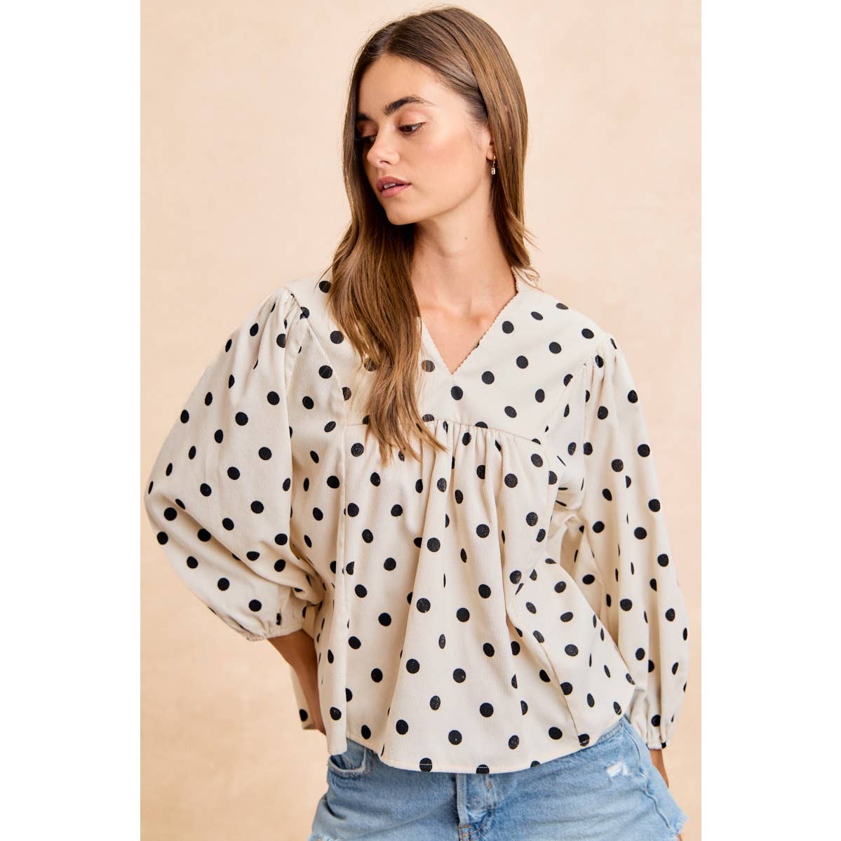 POLKA DOT CORDUROY TOP
