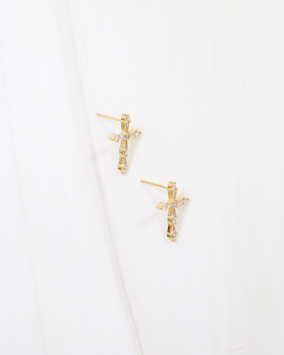 Vicksburg CZ Cross Earring Gold
