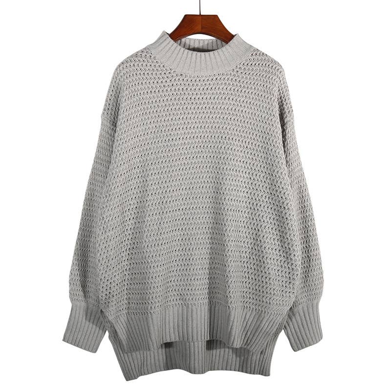 Chunky knit side split  plain knit sweater jumper