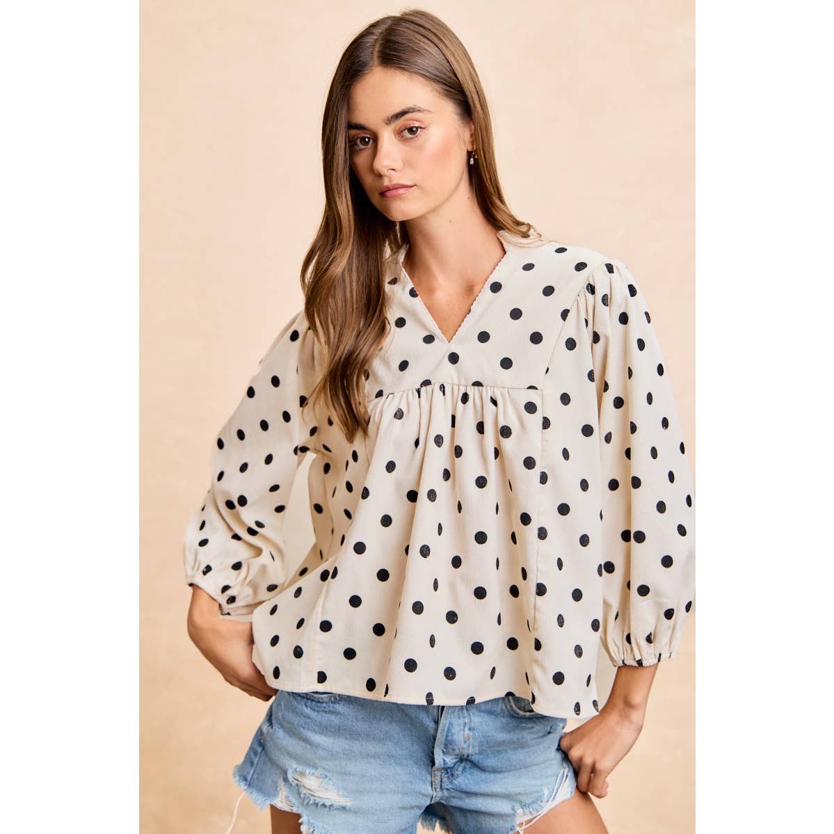 POLKA DOT CORDUROY TOP