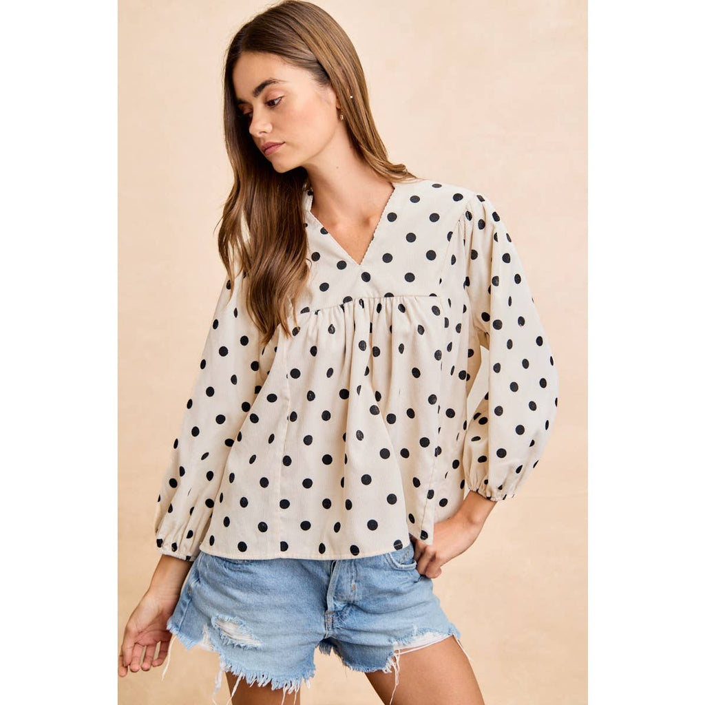 POLKA DOT CORDUROY TOP
