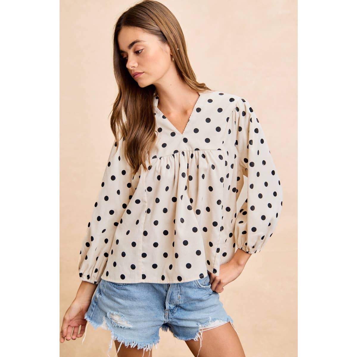 POLKA DOT CORDUROY TOP