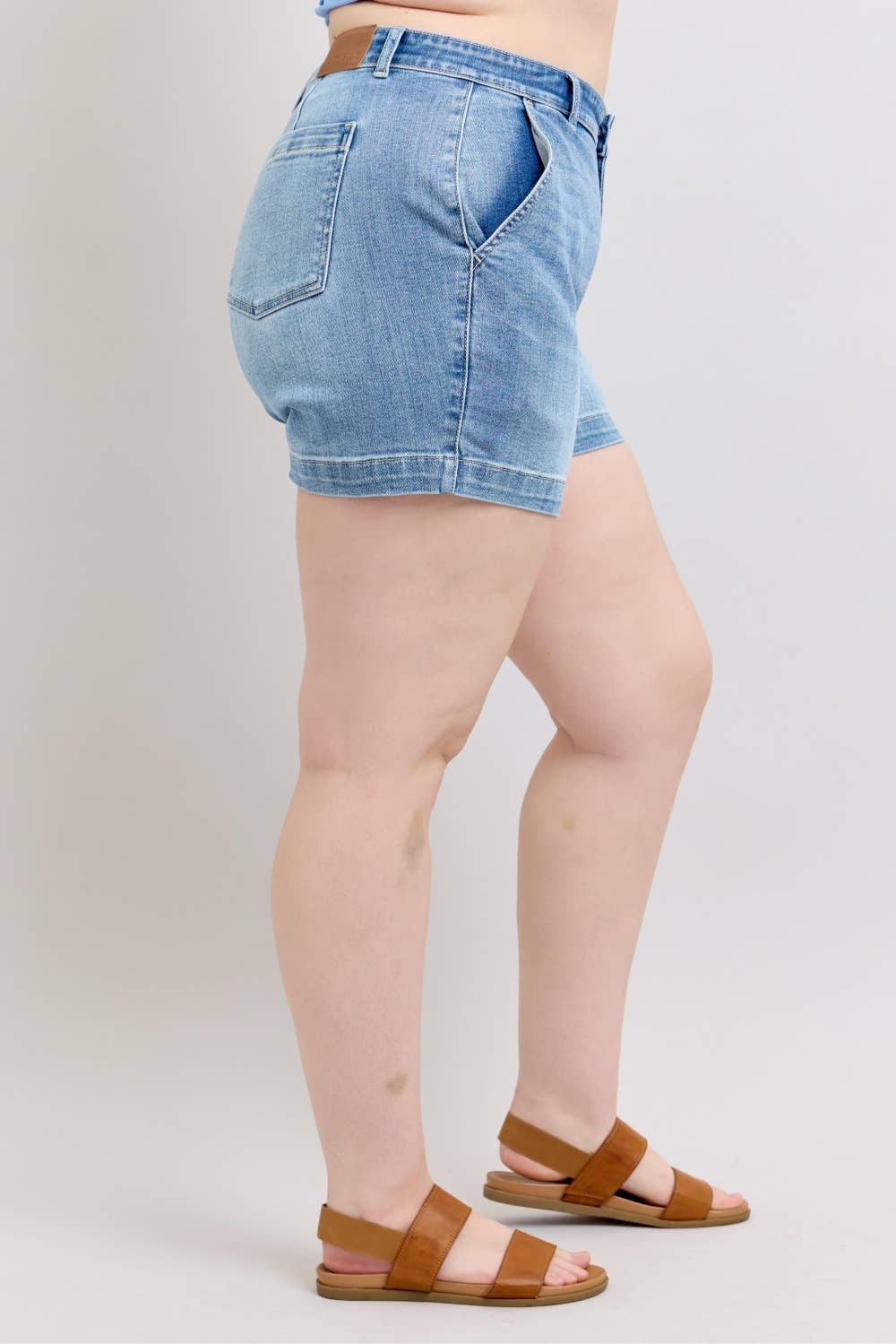 Judy Blue High Waist Denim Trouser Shorts - Plus Size