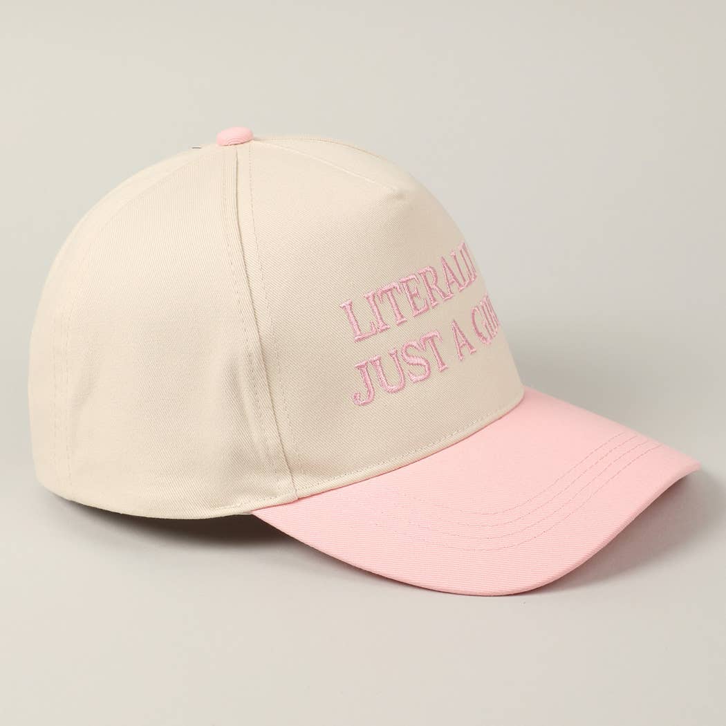 Literally Just A Girl Embroidery Two Tone Trucker Hat