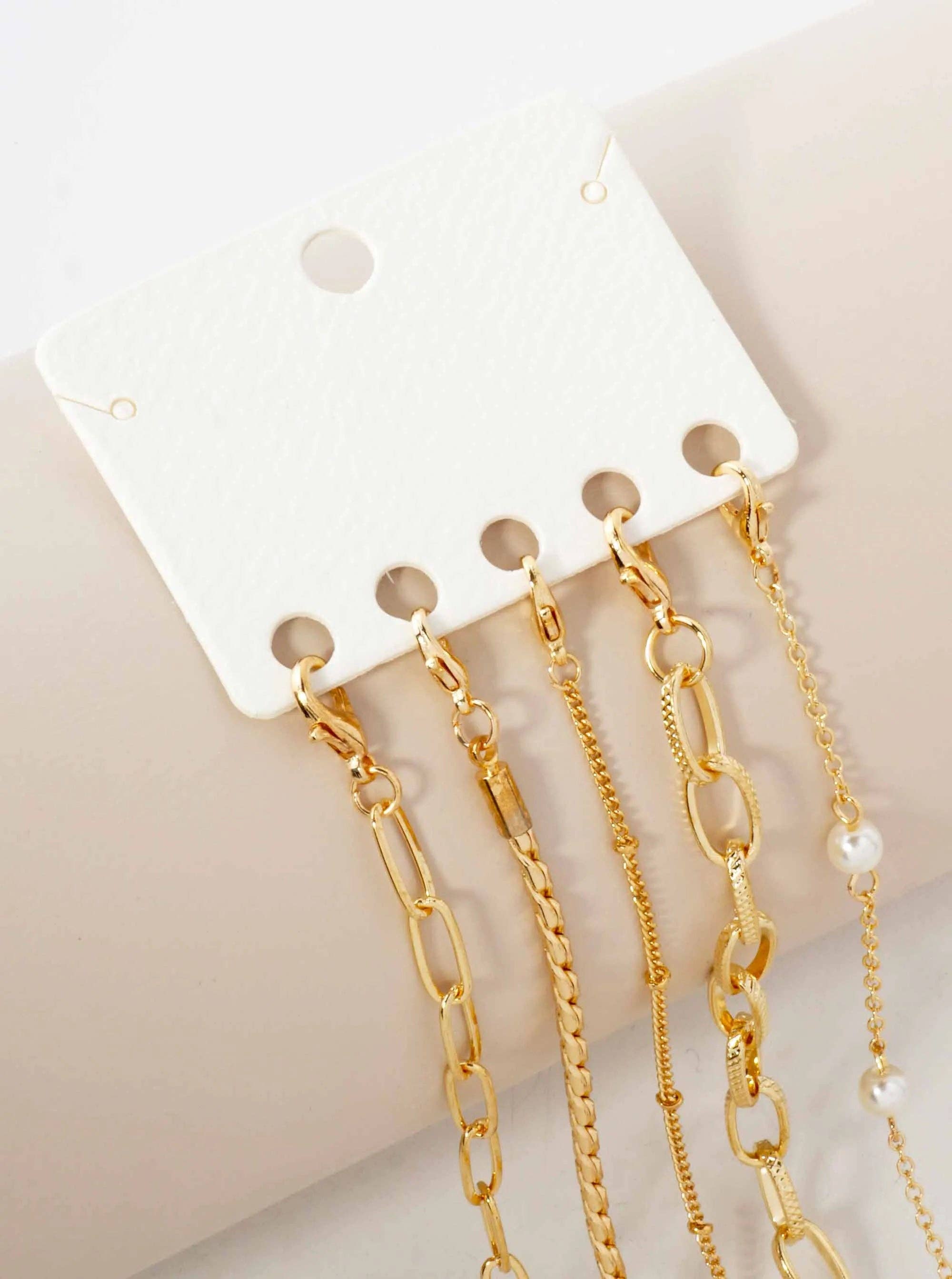 5-Piece Layered Stackable Chain Bracelet Set AB1522