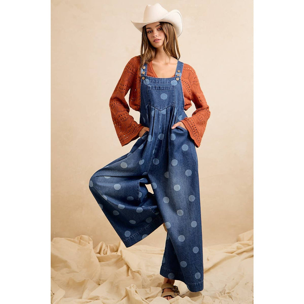 POLKA DOT PRINTED OVERALLS