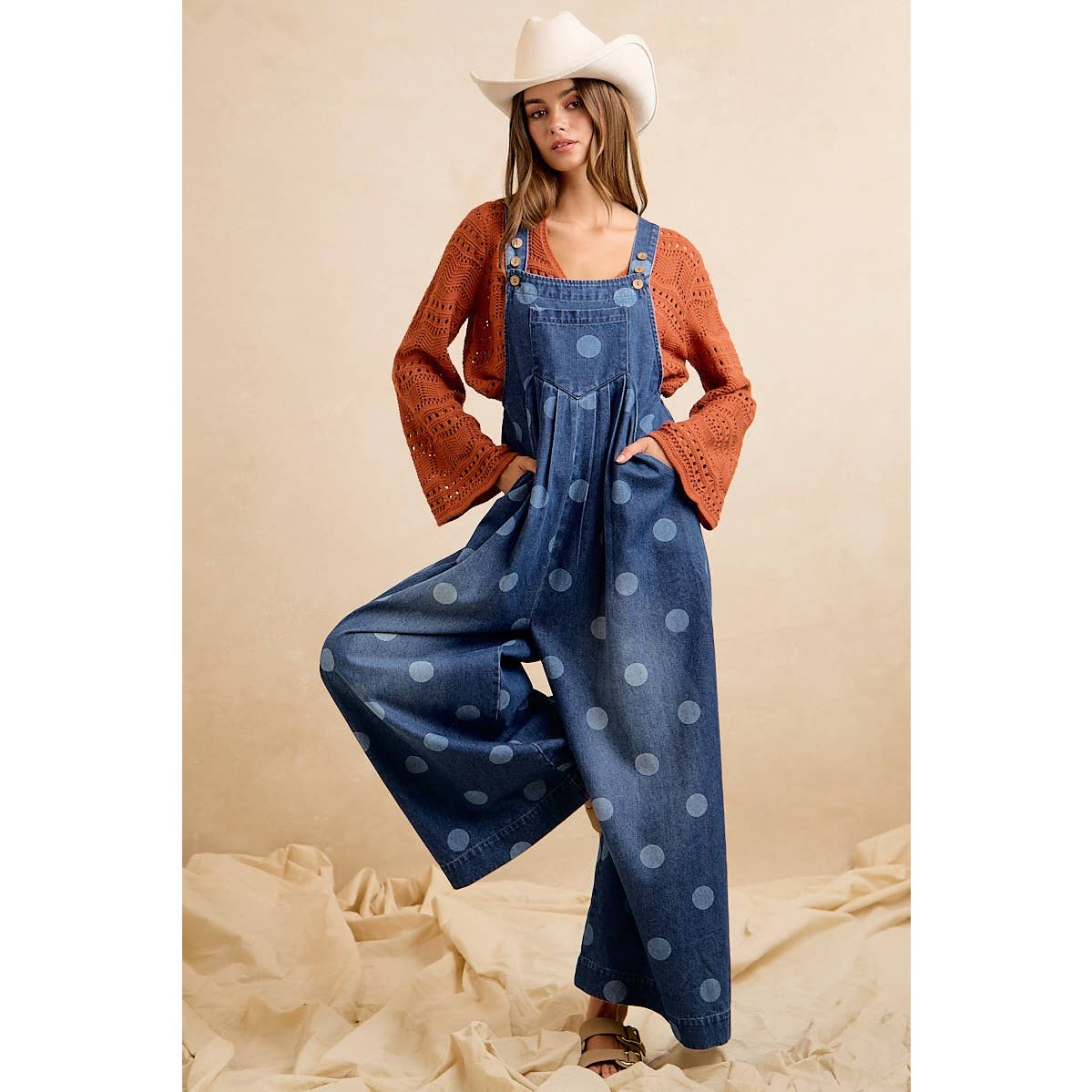 POLKA DOT PRINTED OVERALLS