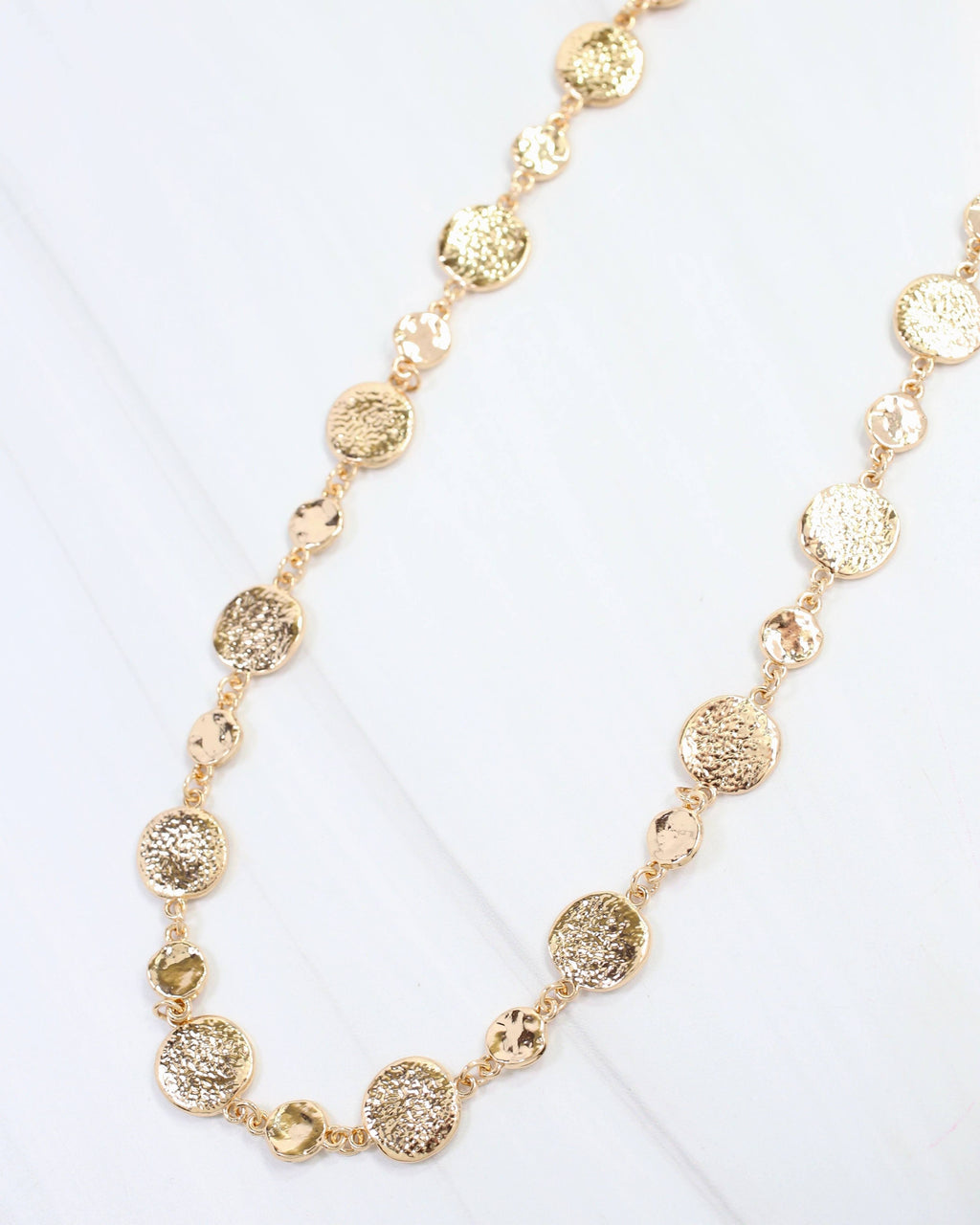 Danvers 42" Hammered Circle Long Necklace Gold