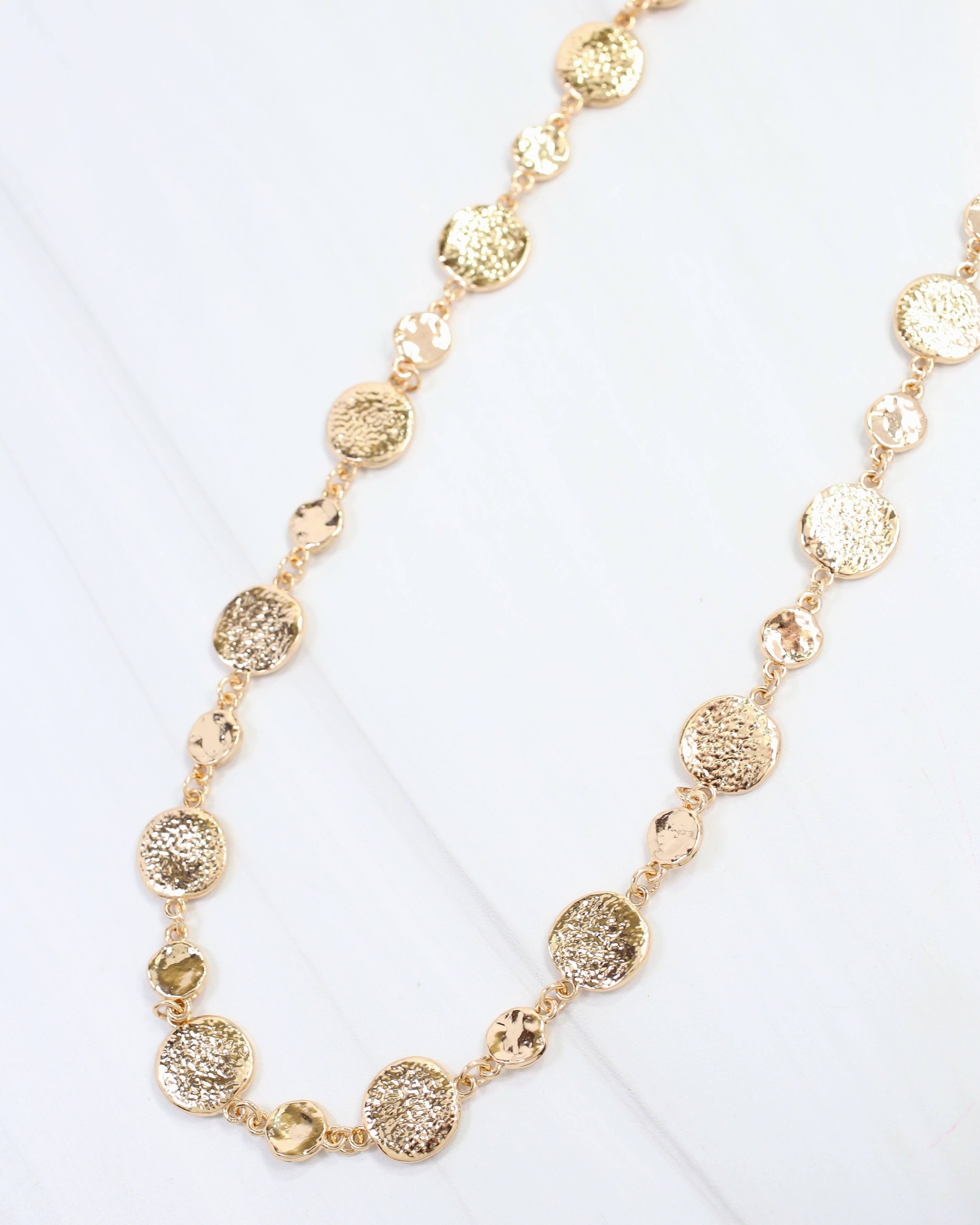 Danvers 42" Hammered Circle Long Necklace Gold