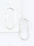 Hammered Oval Frame Drop Earrings