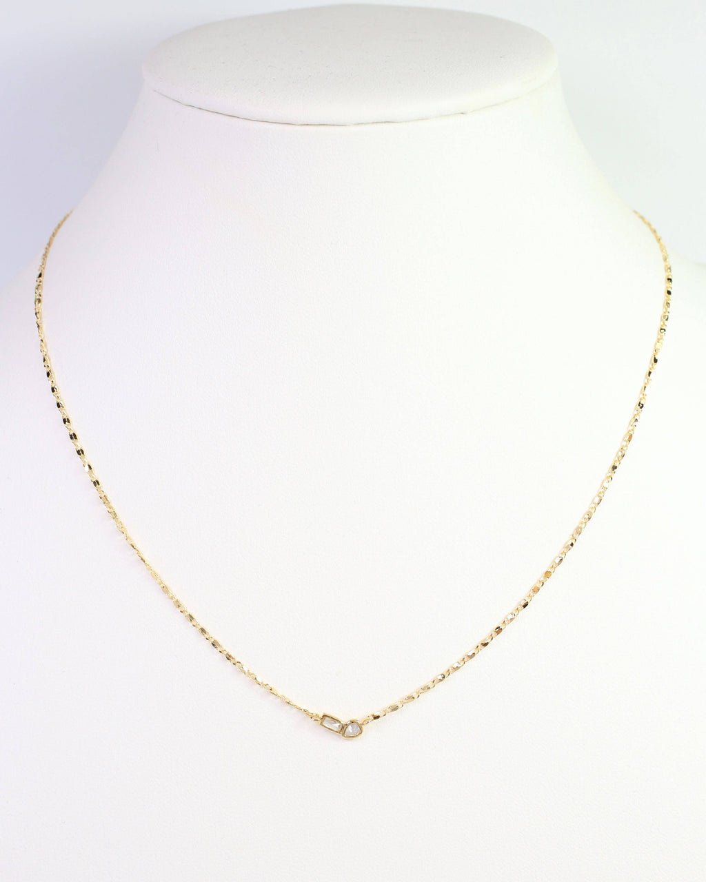 Minden Teardrop Baguette Necklace WR Gold