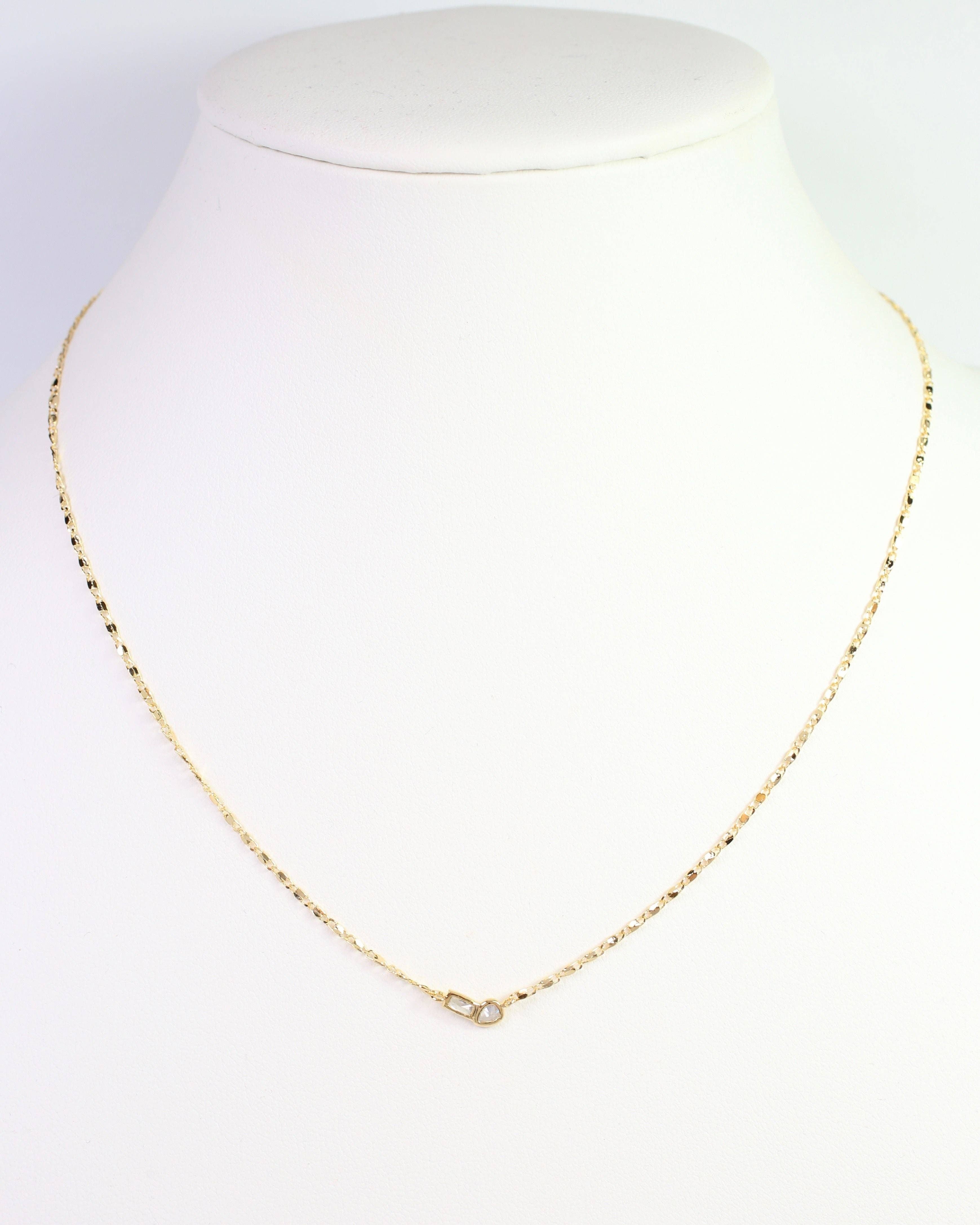 Minden Teardrop Baguette Necklace WR Gold