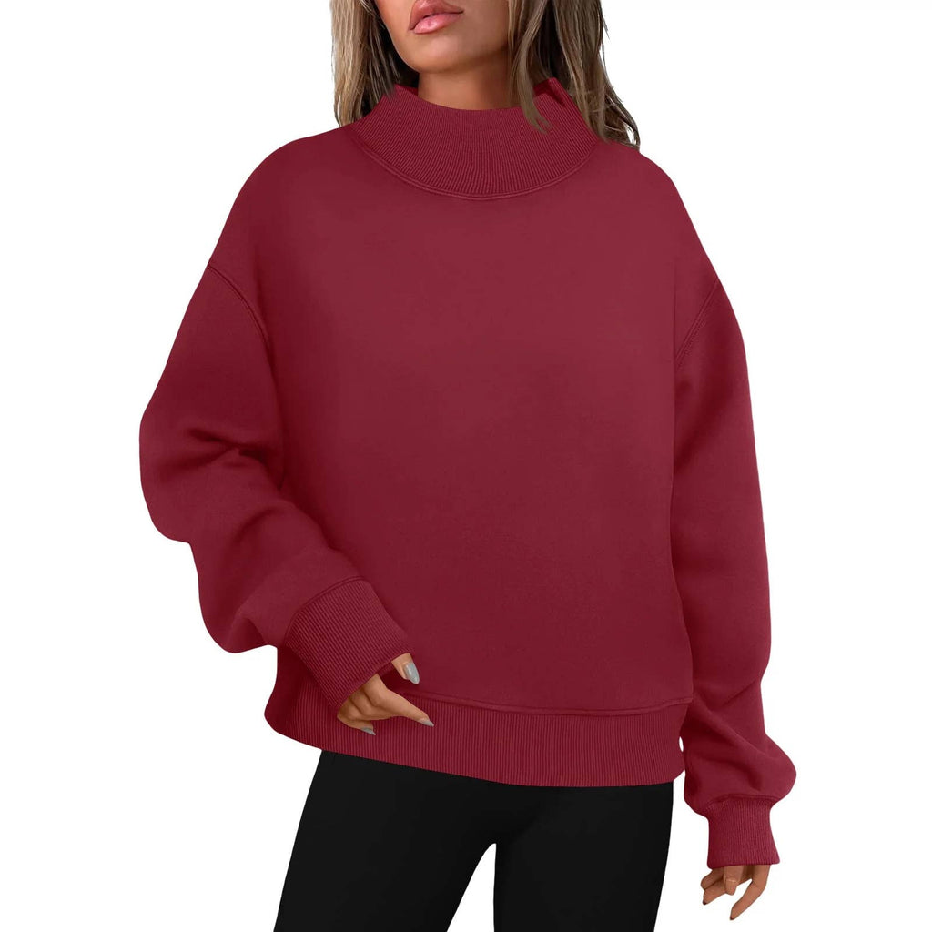 Oversized Mock Neck Top Sweatshirt
