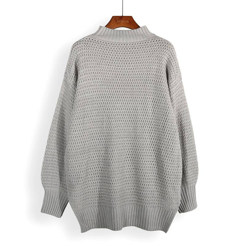 Chunky knit side split  plain knit sweater jumper