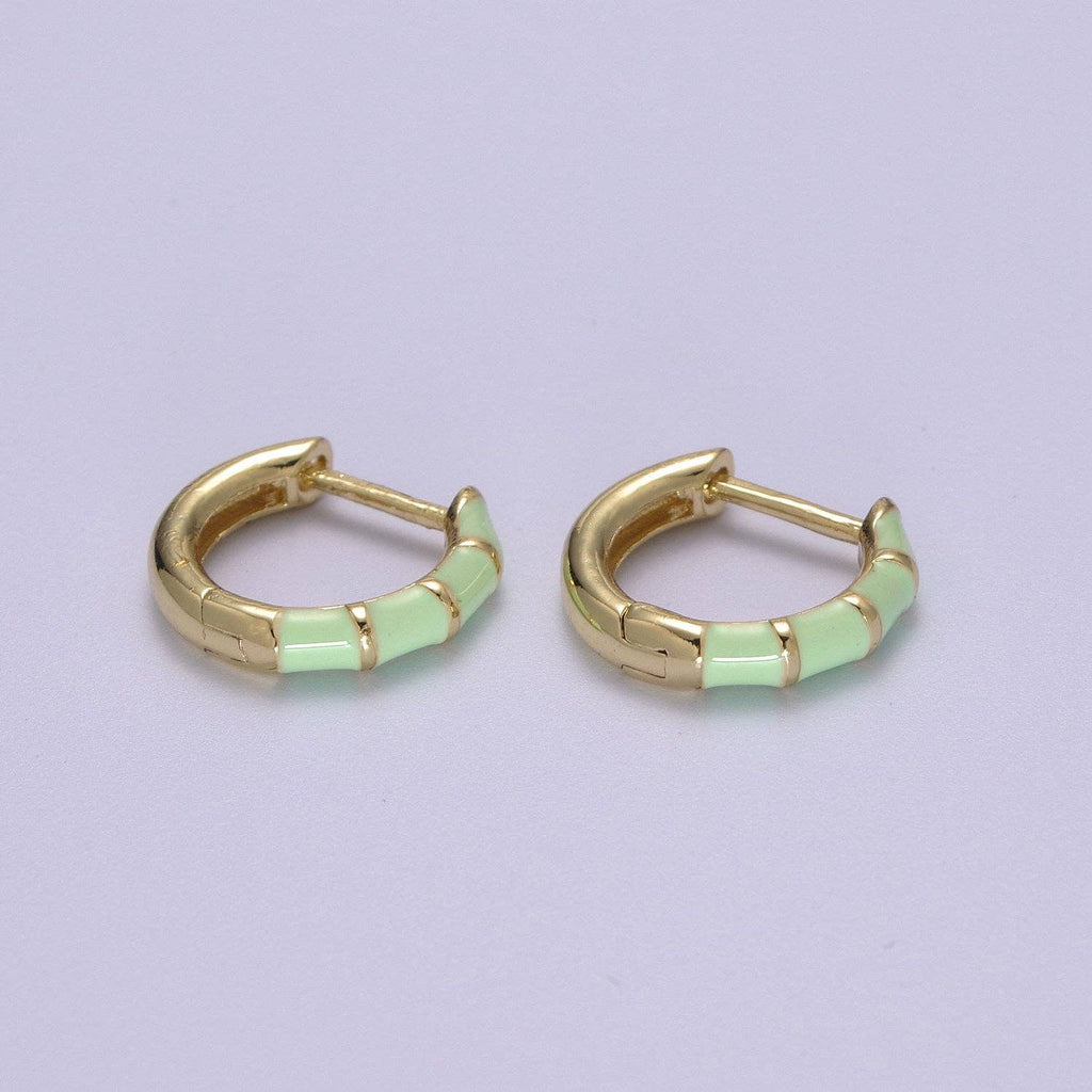 15mm Colorful Enamel Pastel Huggie Earring T164~T174