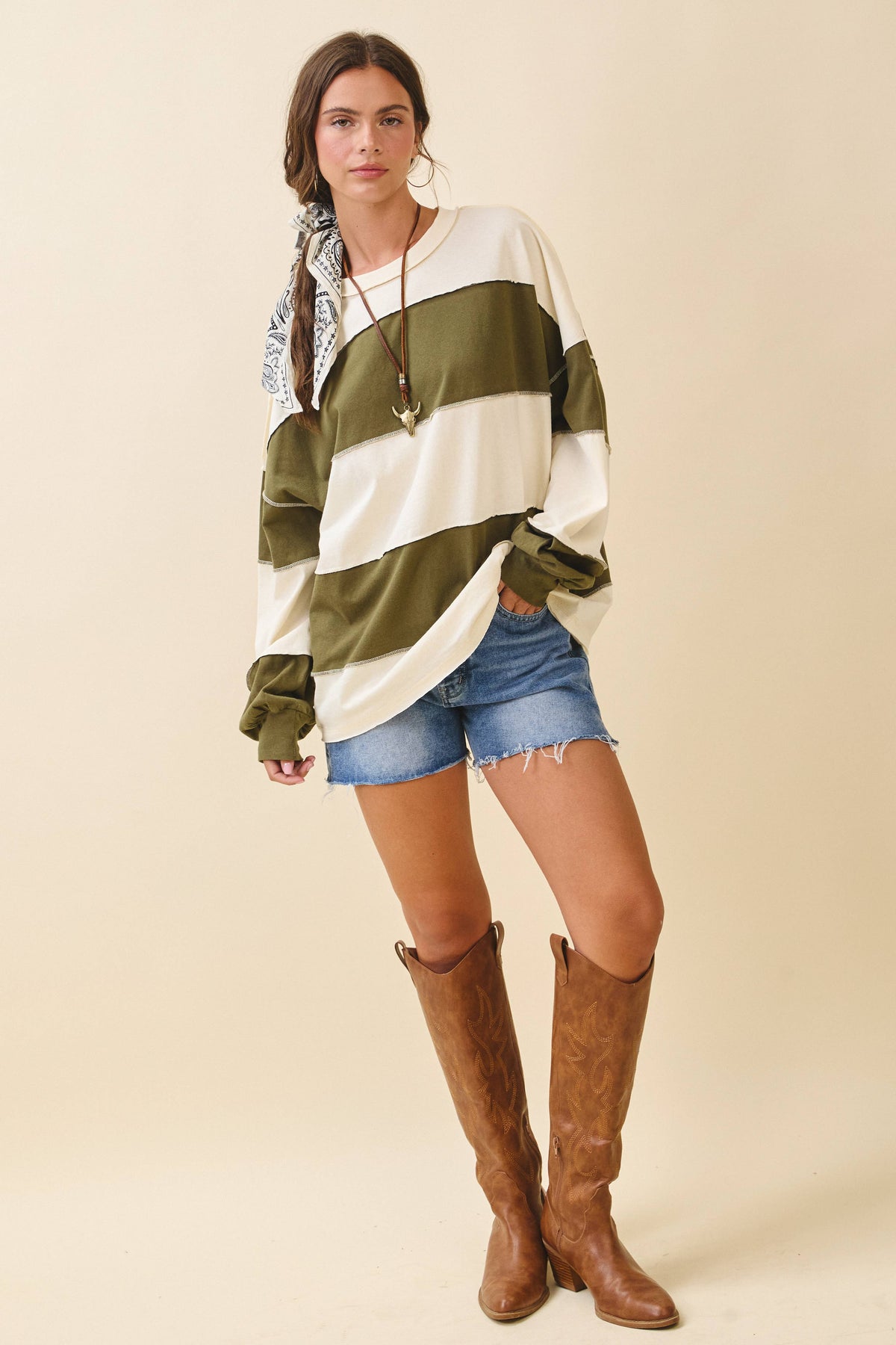 Butter/Olive Long Sleeve Shirt