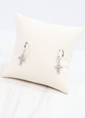 Camellia CZ Cross Hoop Earring SILVER