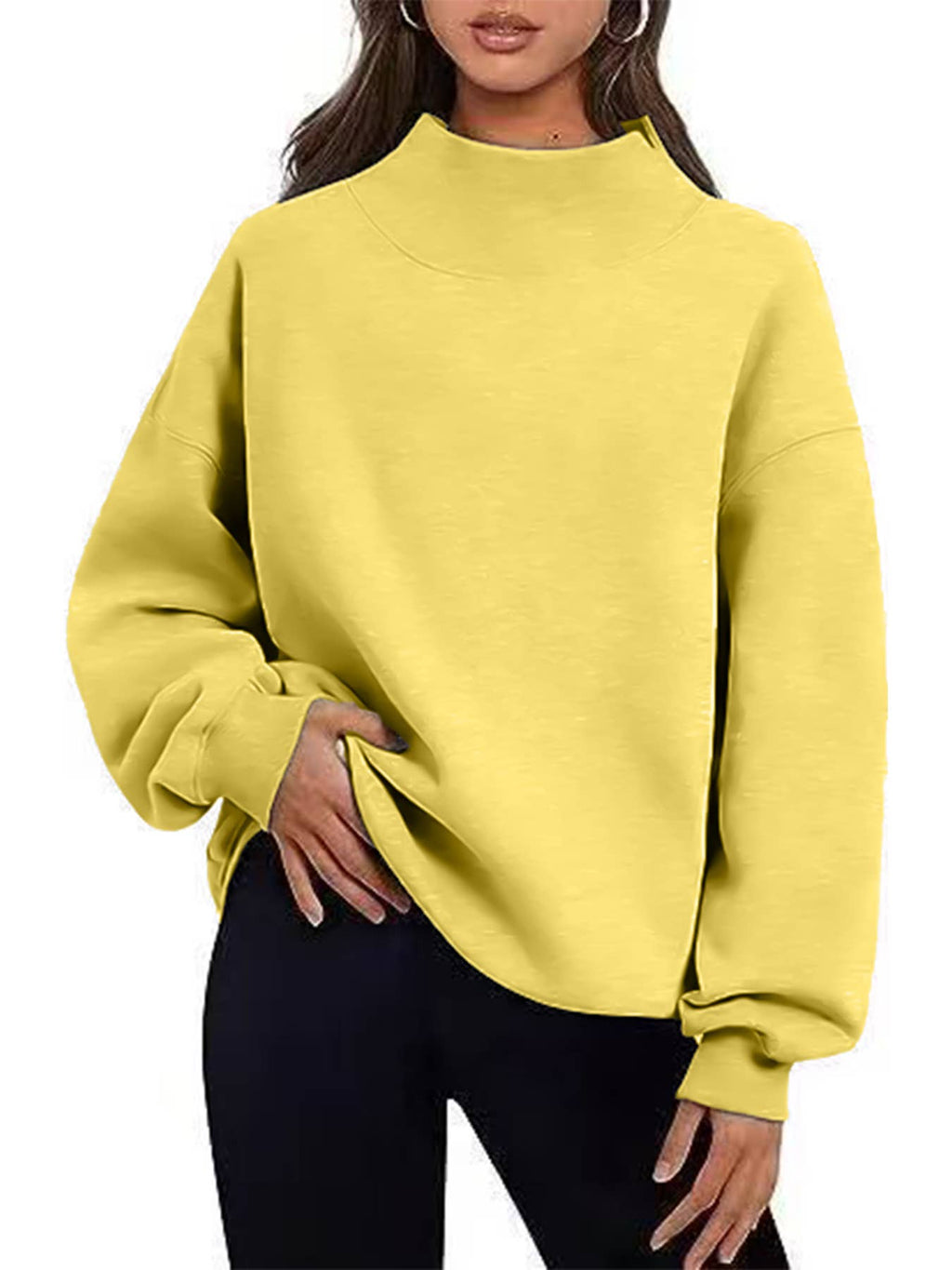 Oversized Mock Neck Top Sweatshirt